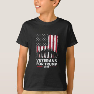 T-shirt Papa Grand-père Vétérans Pour Trump 2024 Drapeau A