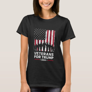 T-shirt Papa Grand-père vétérans pour Trump 2024 Drapeau a