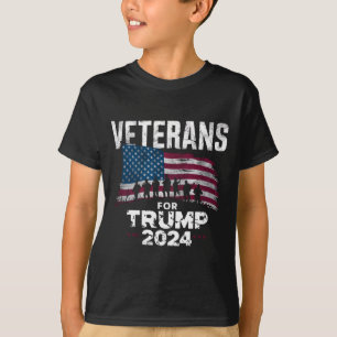 T-shirt Papa Grand-père Vétérans Pour Trump 2024 Drapeau A