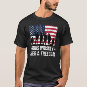 T-shirt Papa Grand-Père Vétérinaire Us Flag Guns Whiskey B