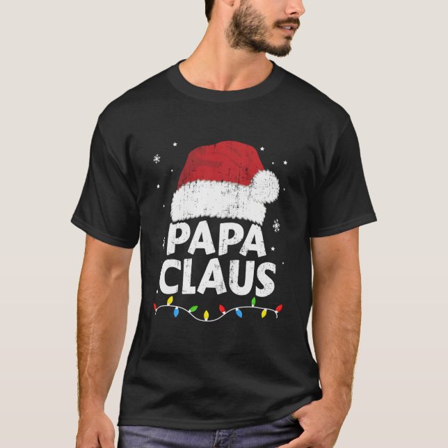T-shirt Papa Grandpa Claus Lights Family Pajama (Devant)