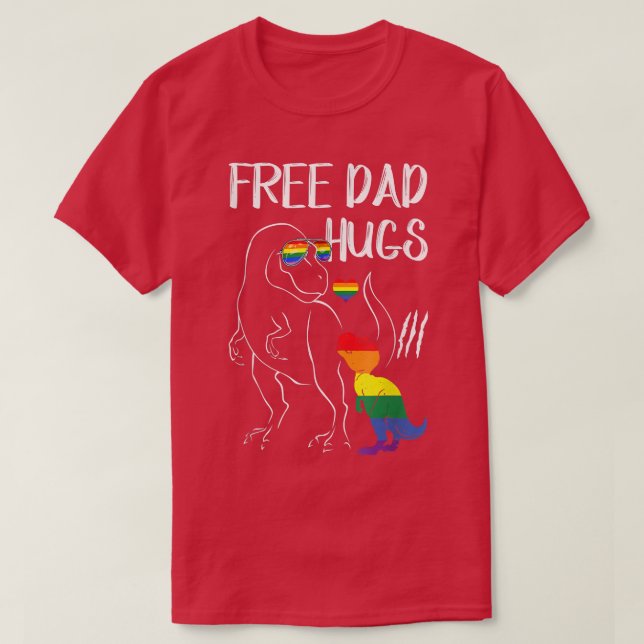 T-shirt Papa Gratuit Accouades LGBT Pride Papa Dinosaur Re (Design devant)
