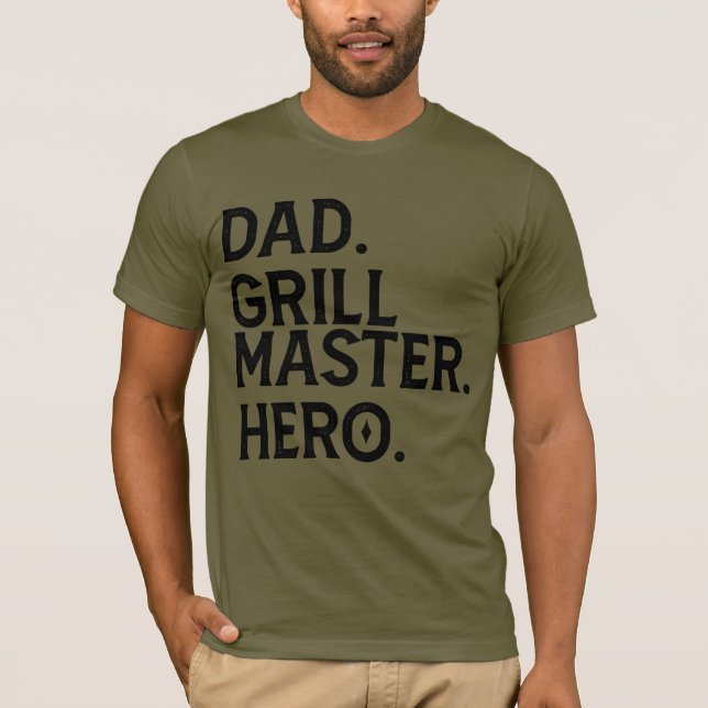 T-shirt Papa Grill Master Hero - Drôle Papa Grilling (Devant)