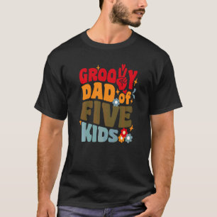 T-shirt Papa Groovy De Cinq Enfants Rétro Ondulé 70s Vinta