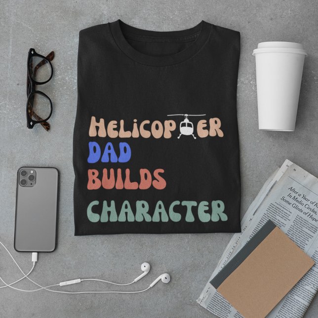 T-shirt Papa Hélicoptère Construit le Caractère, Citation  (Créateur téléchargé)