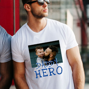 T-shirt Papa Hero papa et enfant Photo personnalisée