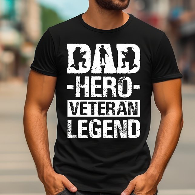 T-shirt Papa Hero Vétérinaire Légende | Fête des pères pat (Vintage Dad Hero Veteran Legend T-Shirt | Patriotic Father's Day Gift)