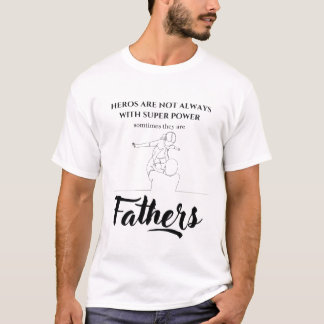 T-shirt Papa héros sans cape ligne art pour la fête des pè