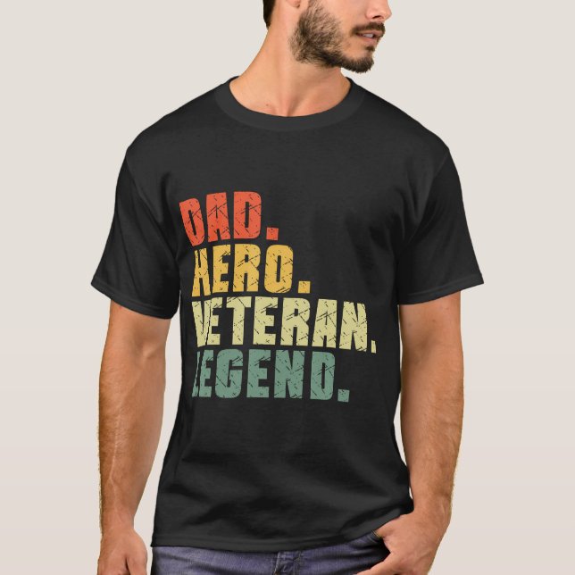 T-shirt Papa Héros Vétérinaire Légende Rétro Anciens Comba (Devant)