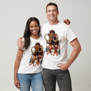 T-shirt Papa homme des cavernes et fils chasse au mammouth