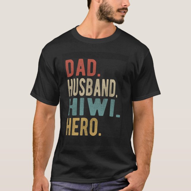 T-shirt Papa Husband Hiwi Hero (Devant)
