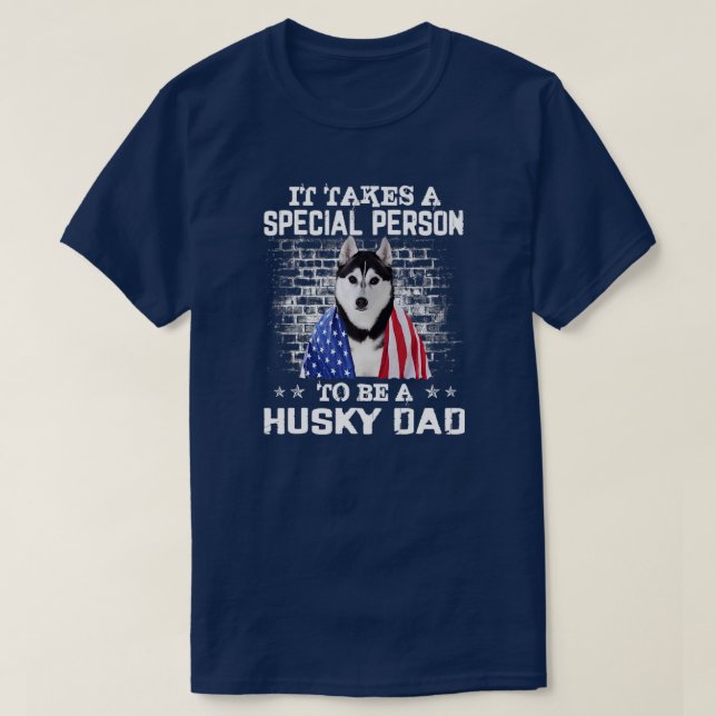 T-shirt Papa Husky avec fière Drapeau américain Drapeau Dr (Design devant)