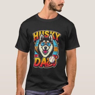 T-shirt Papa Husky Drôle Husky Sibérien Chien Animal De Co