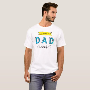 T-shirt Papa jaune bleu coloré moderne d'amusement