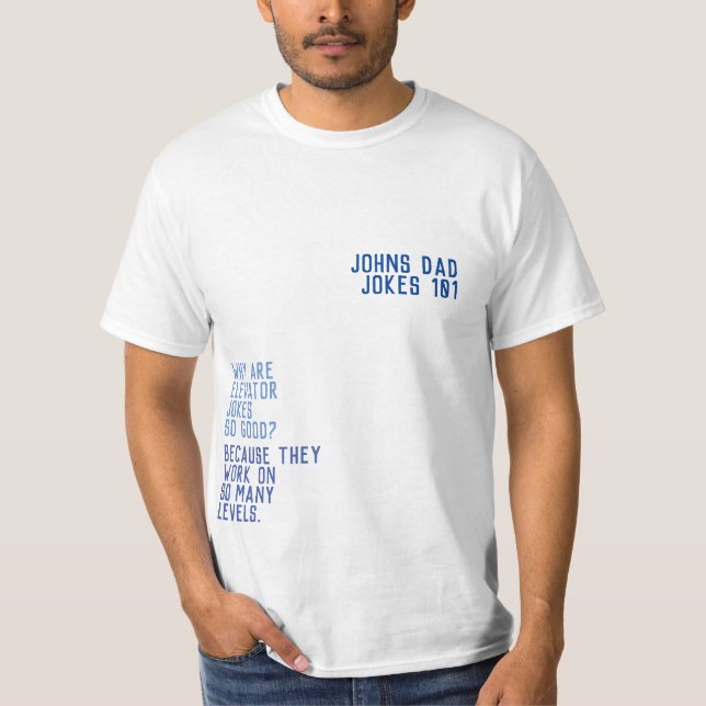 T-shirt PAPA JOKES 101 Fête des pères BLUE FUNNY GUY (Devant)
