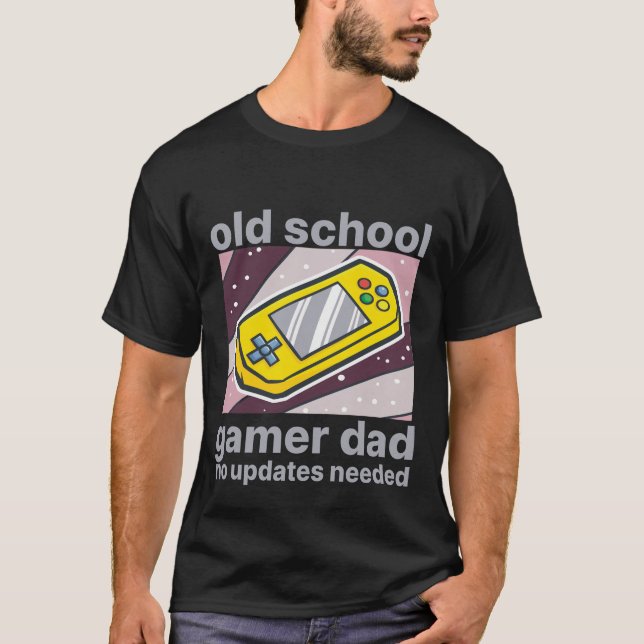 T-shirt Papa Joueur Rétro Console Art École Ancienne (Devant)