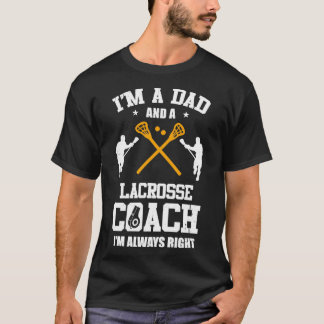 T-shirt Papa Lacrosse Je Suis Un Papa Et Un Entraîneur De