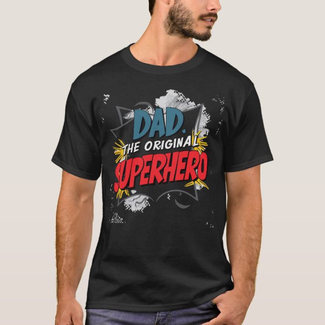 T-shirt Papa le Cool Superhero original conçu (Devant)