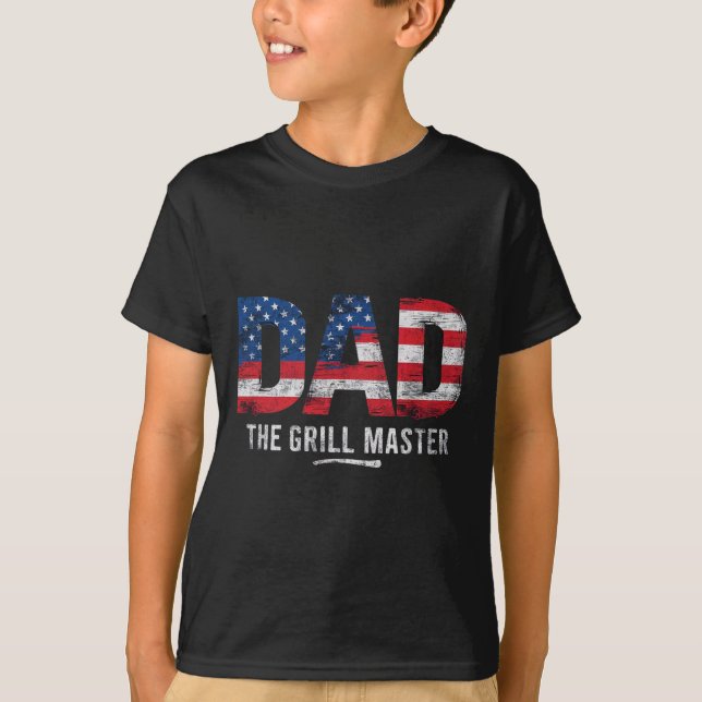 T-shirt Papa Le Grill Master Drapeau Américain (Devant)