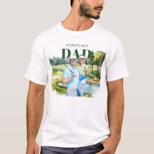 T-shirt Papa le plus génial Photo Monogramme personnalisé