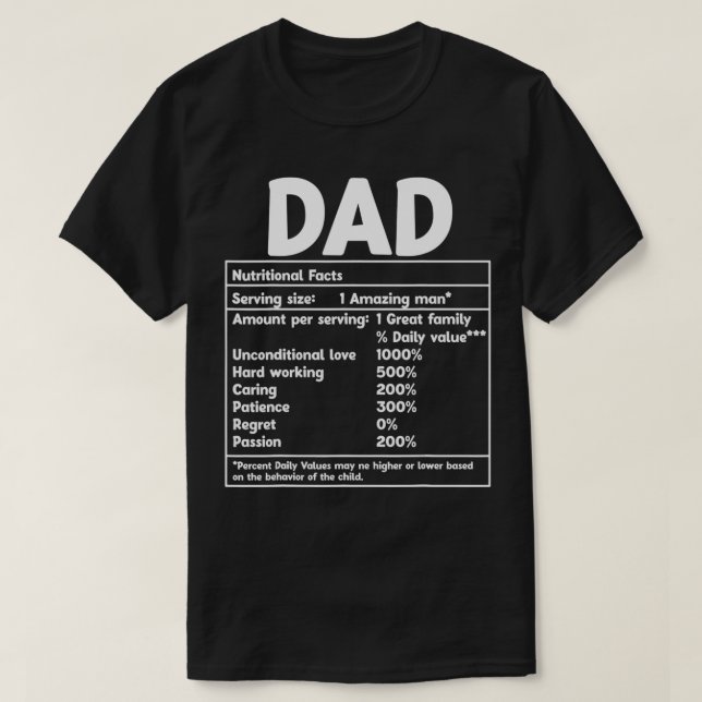 T-shirt Papa Les faits nutritionnels fête des pères amusan (Design devant)