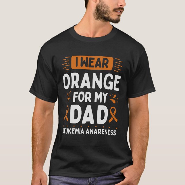 T-shirt Papa Leukemia Sensibilisation Papa Warrior Orange  (Devant)
