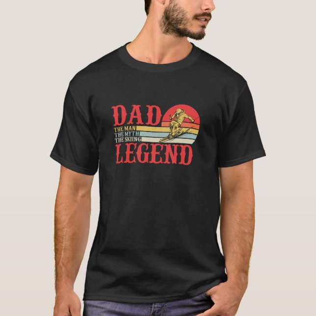 T-shirt Papa L'Homme Le Mythe La Légende Du Ski (Devant)