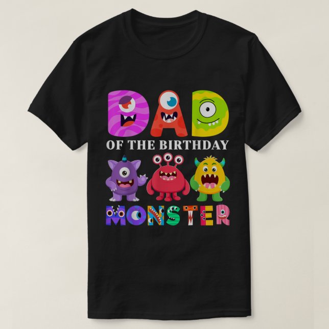 T-shirt Papa Little Monster Kids 1st Birthday Party Family (Design devant)
