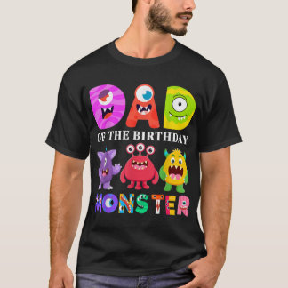 T-shirt Papa Little Monster Kids 1st Birthday Party Family