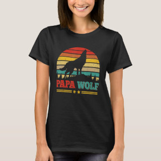 T-shirt Papa Loup Rétro Vintage Famille de loup Fête des p