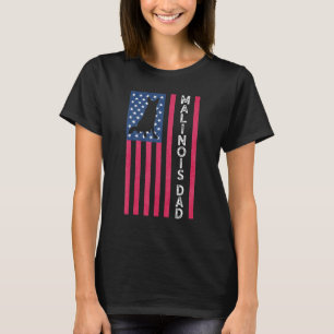 T-shirt Papa Malinois Homme Berger Belge Drapeau Américain