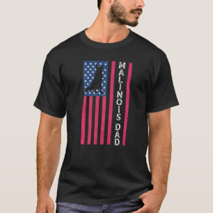 T-shirt Papa Malinois Homme Berger Belge Drapeau Américain