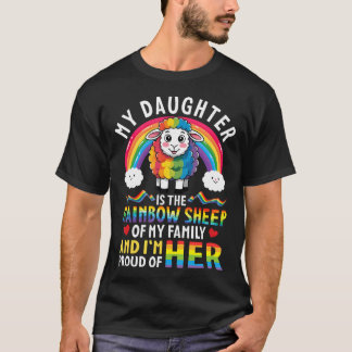 T-shirt Papa Maman Ma Fille Est Le Mouton Arc-En-Ciel JE S