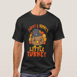 T-shirt Papa maman's Little Turkey Thanksgiving Baby