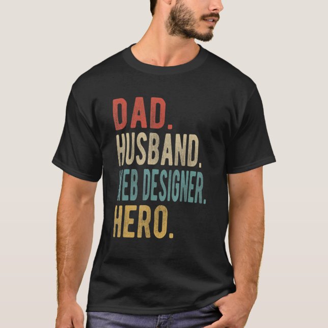 T-shirt Papa mari concepteur de sites web héros (Devant)