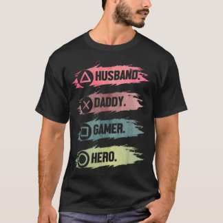 T-shirt Papa mari gamer héros drôle papa joueur