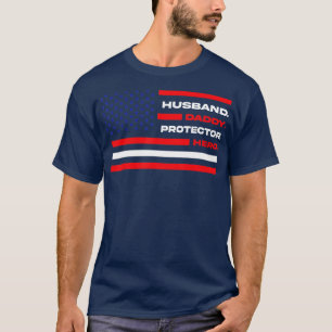 T-shirt Papa Mari papa protecteur papa héros homme