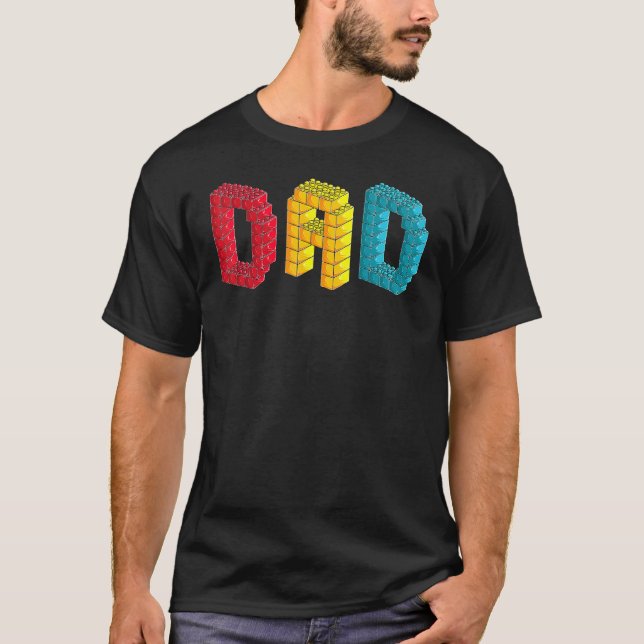 T-shirt Papa Master Builder Building Bricks Family S (Devant)