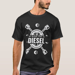 T-shirt Papa Mécanicien Diesel Mon Groupe Sanguin Est Dies