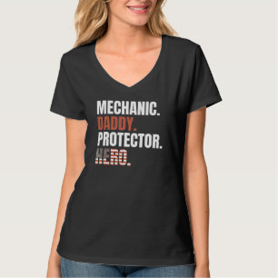 T-shirt Papa mécanicien protecteur héros fier papa américa