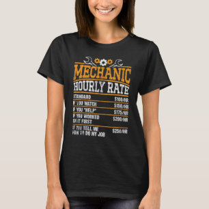 T-shirt Papa Mécanicien Tarif Horaire Travailleur Taux de