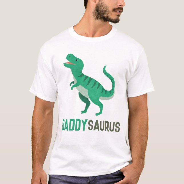 T-shirt Papa mignon Dinosaure Vert T-Rex Pères (Devant)