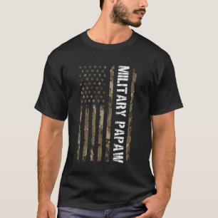 T-shirt Papa militaire Drapeau américain Papa d'un soldat