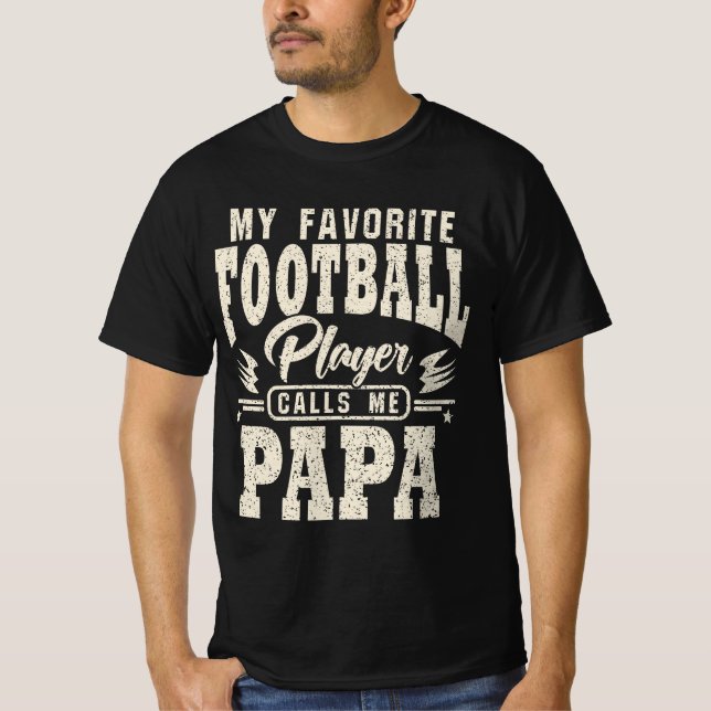 T-shirt Papa Mon Joueur De Football Favori M'Appelle (Devant)