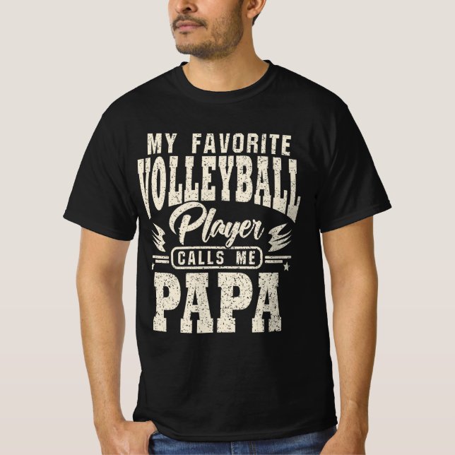 T-shirt Papa Mon Joueur De Volley-ball Favori M'Appelle (Devant)