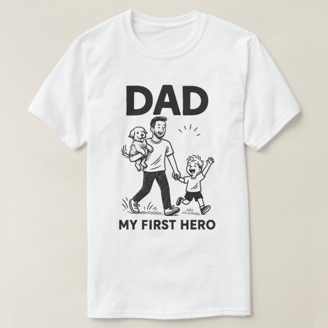 T-shirt Papa - Mon premier héros | Fête du Père Minimalist (Design devant)