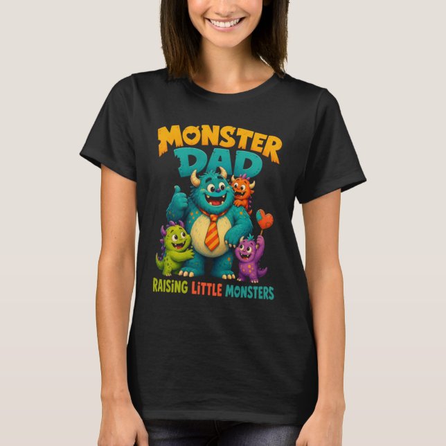 T-shirt Papa Monstre Élevant de Petits Monstres Pères Drôl (Devant)