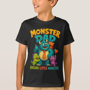 T-shirt Papa Monstre Élevant des Petits Monstres Drôles Pè