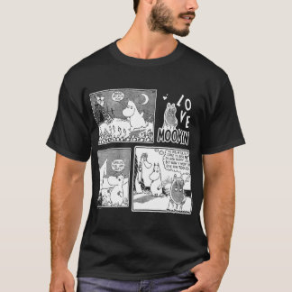 T-shirt Papa Moomin Fleur Contour Noir