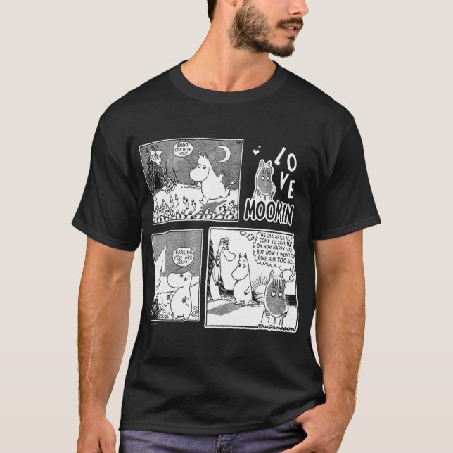 T-shirt Papa Moomin Fleur Contour Noir (Devant)